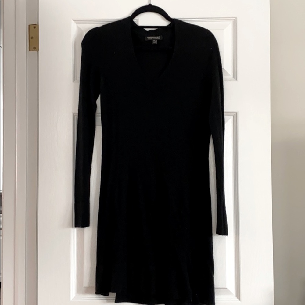 Black V-Neck Sweater Dress